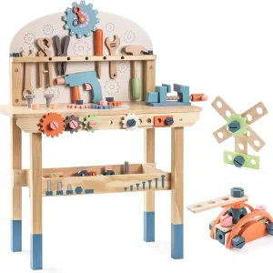 Robotime Kids Tool Bench Set – Wooden Pretend Play Workshop for Ages 3+