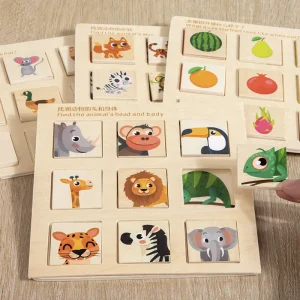 Wooden Logical Thinking Matching Puzzle – Animals & Nature Educational Toy for Ages 3-6